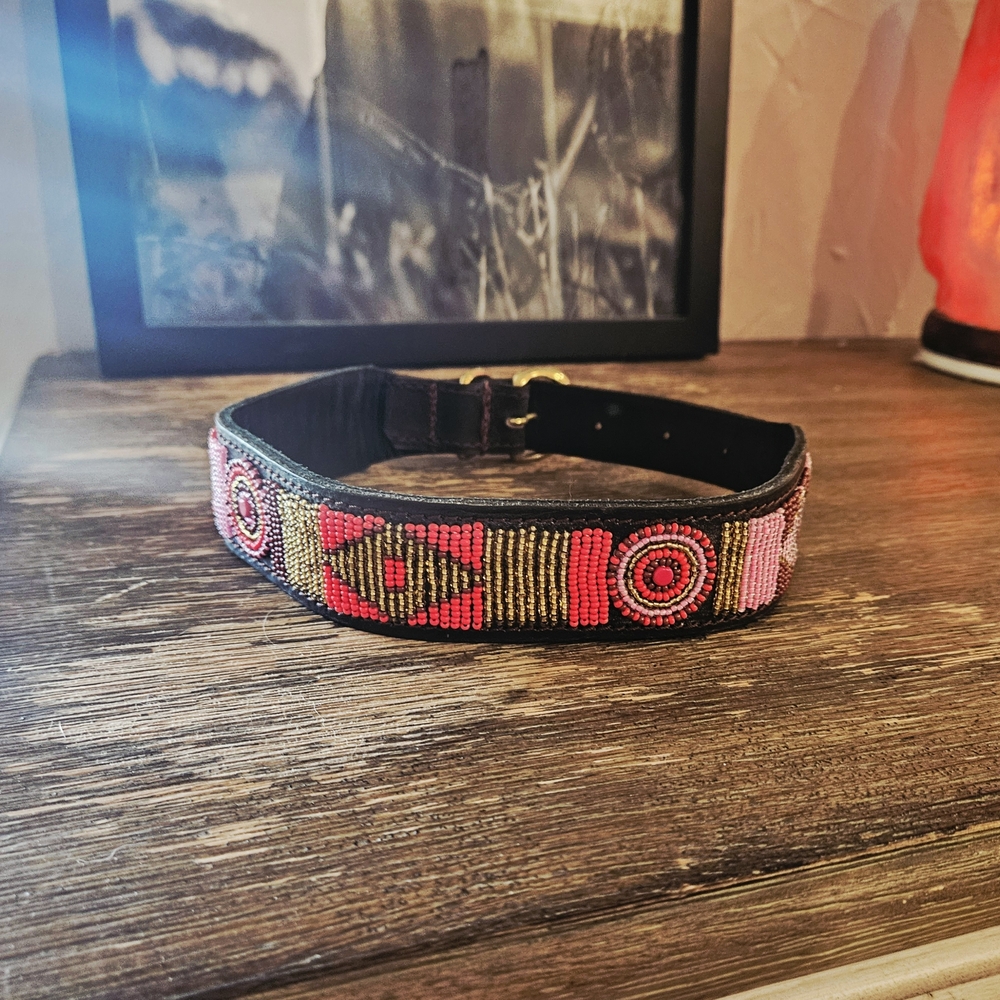 Beaded Pink and Gold Choker Necklace